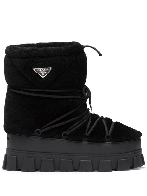 prada sport shearling boots cream|prada black boots.